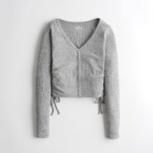 Hollister Cinched Button Baby Tee - Grey - Size L